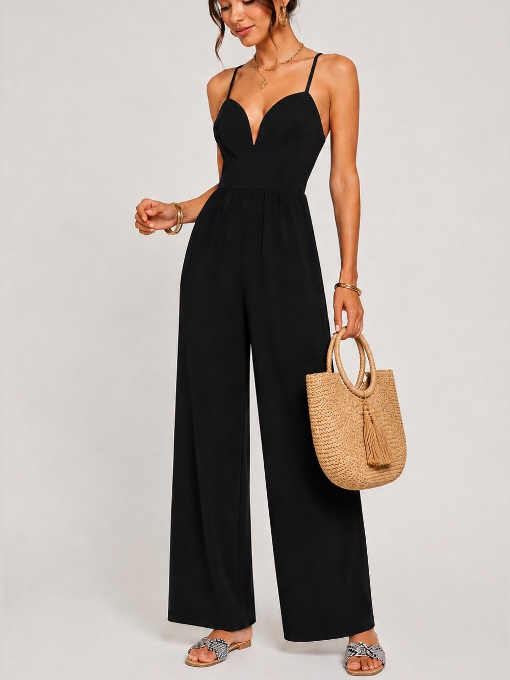 Express Black Wide Leg Jumpsuit XS Vacation Resort Date Night